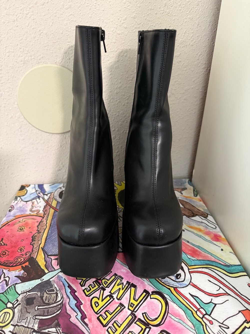 Jeffrey Campbell Black High Platform Ankle Boots